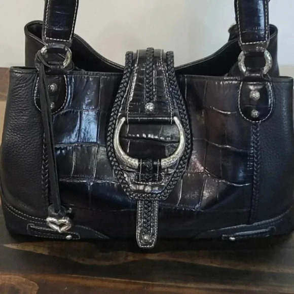 Brighton Moc Croc Pebbled Leather Embossed… - Picture 2 of 16